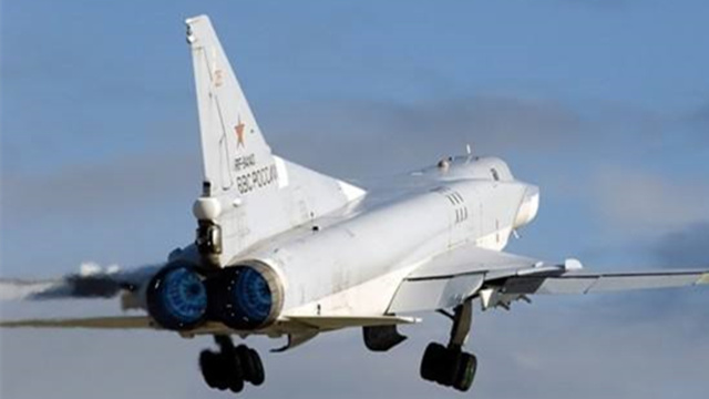 The Russian Air Force Tu -22M3 bomber was launched with afterburner.
